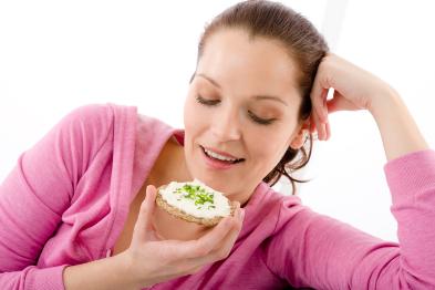 woman eating convenient snacks